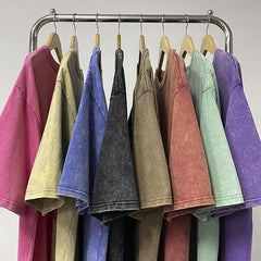 Solid Color Batik Acid Washed T-shirts Women Summer Oversized Tees Streetwear Female Short Sleeve Tshirt Clothes voguable