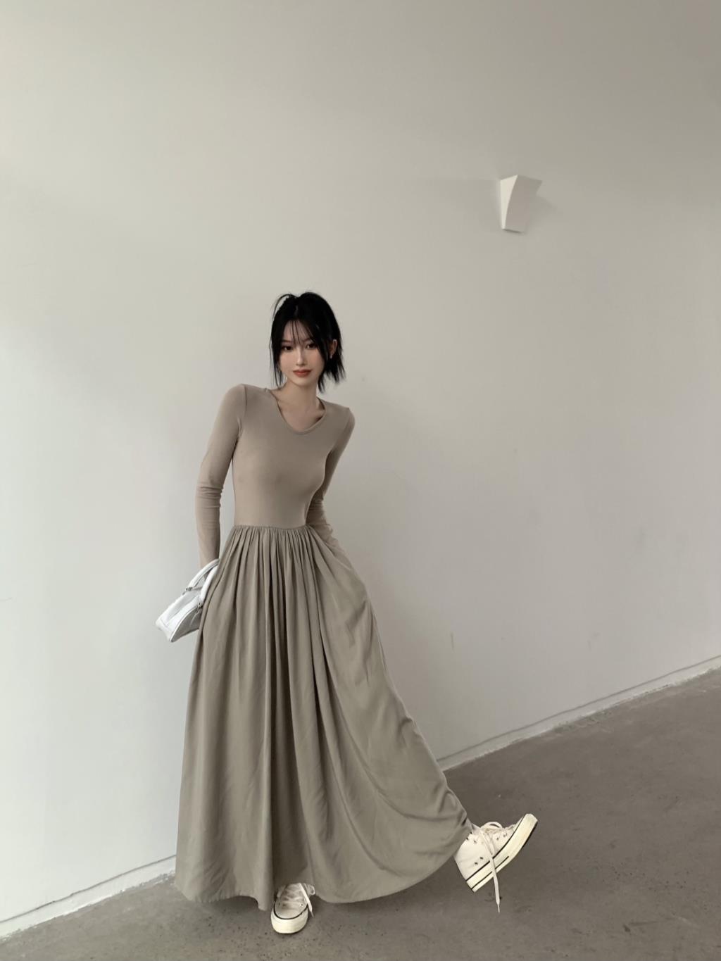 Autumn  New Women Long A Line Big Swing Dress Winter Elegant Casual Long Sleeve Boho Vintage Dresses Female Clothing voguable