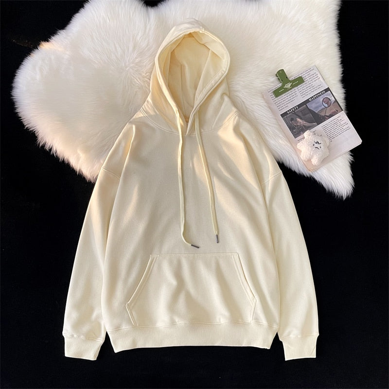 Harajuku Basic Hoodies Men Casual Hooded Sweatshirts Solid Color Oversized Hoodie Male Loose Pullovers Tops voguable