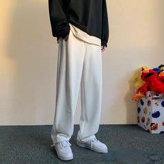 Pants Men Spring Korean Style Trendy All-match Wide Leg Trousers Simple Pure Color Casual Joggers Loose Minimalist Streetwear voguable