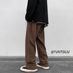 Spring Brown/Black Corduroy Pants Men Fashion Retro Casual Pants Men Streetwear Loose Hip Hop Straight Pants Mens Trousers M-2XL voguable