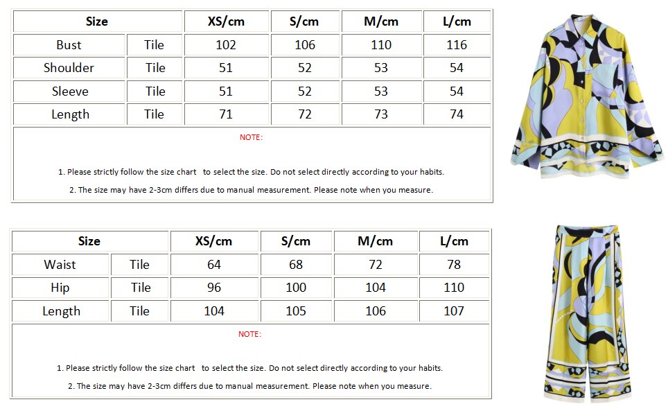 Multicolor Wide Leg Pant Sets Fashion Streetwear Geometric Oversize Boho Satin Suits Mujer Spring Summer Long Pants Shirt Outfit voguable