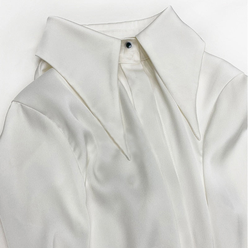 Autumn Vintage Satin Silk Women Shirt Elegant Turn Down Collar Woman Blouse White Long Sleeve Ladies Shirts Tops Blusas voguable