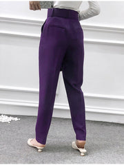 Voguable  Women's Pants High Waist With Belt Classic Pockets Office Lady Ankle Length Trousers Female 2022 Spring Fashion Pink Harem Pants voguable