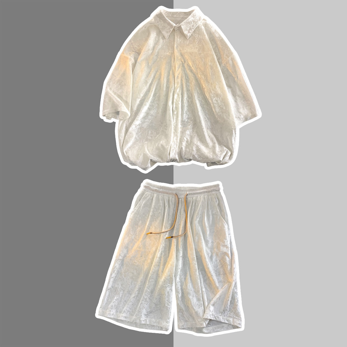 Summer Velvet Shorts Men Fashion 3-color Casual Shorts Men Streetwear Loose Straight Shorts Mens Five-piece Pants M-2XL voguable
