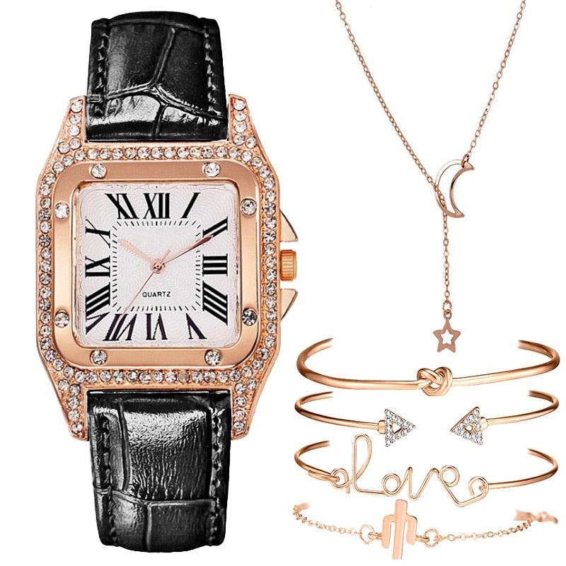 Voguable   2022 Women Watches Bracelet set Starry Sky Ladies Bracelet Watch Casual Leather Quartz Wristwatch Clock Relogio Feminino voguable