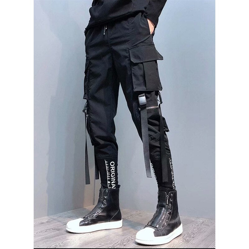 Voguable  Stylish Cargo Pants Men Ribbons Multi Pocket Jogger Male Clothing Oversize Gradient Harem Hip Hop Streetwear Sport Sweatpants voguable