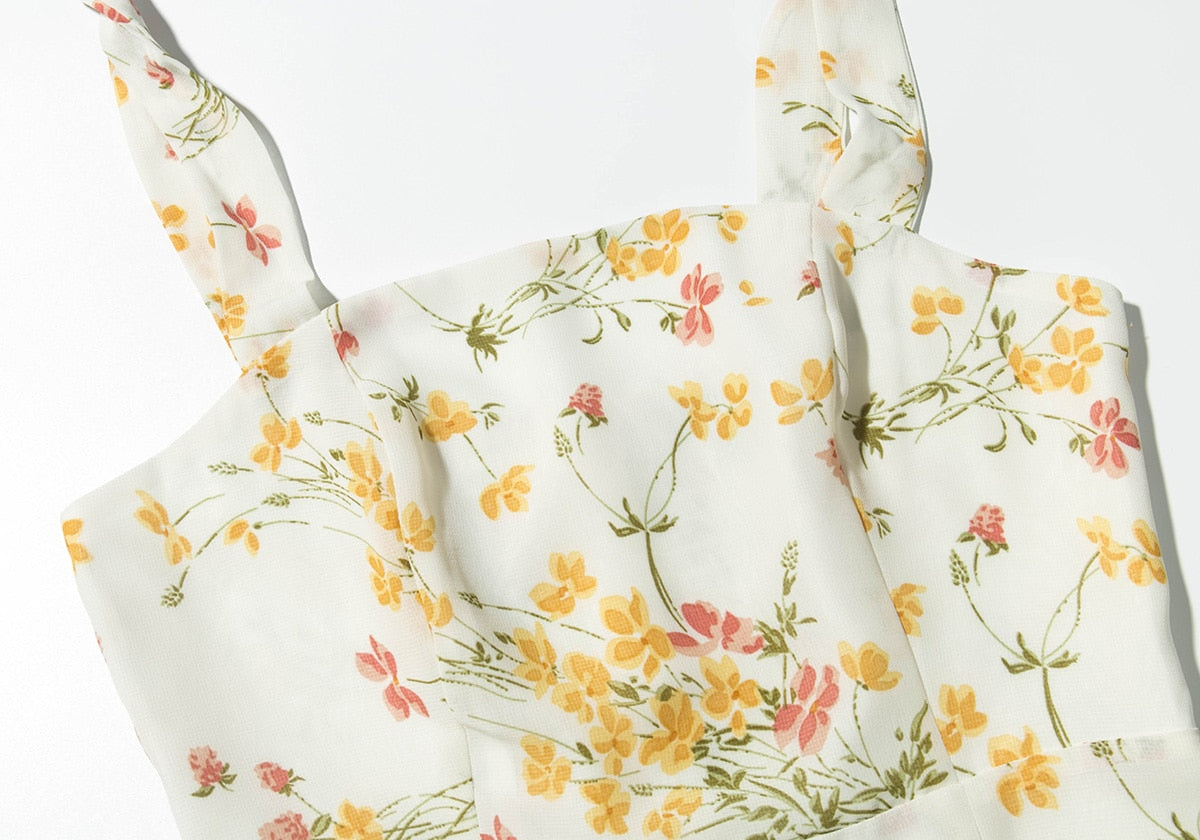New In Midi Dresses For Women Vintage Floral Print Beach Style Summer Dress Wedding Guest Elegant Party Dresses Sundress voguable