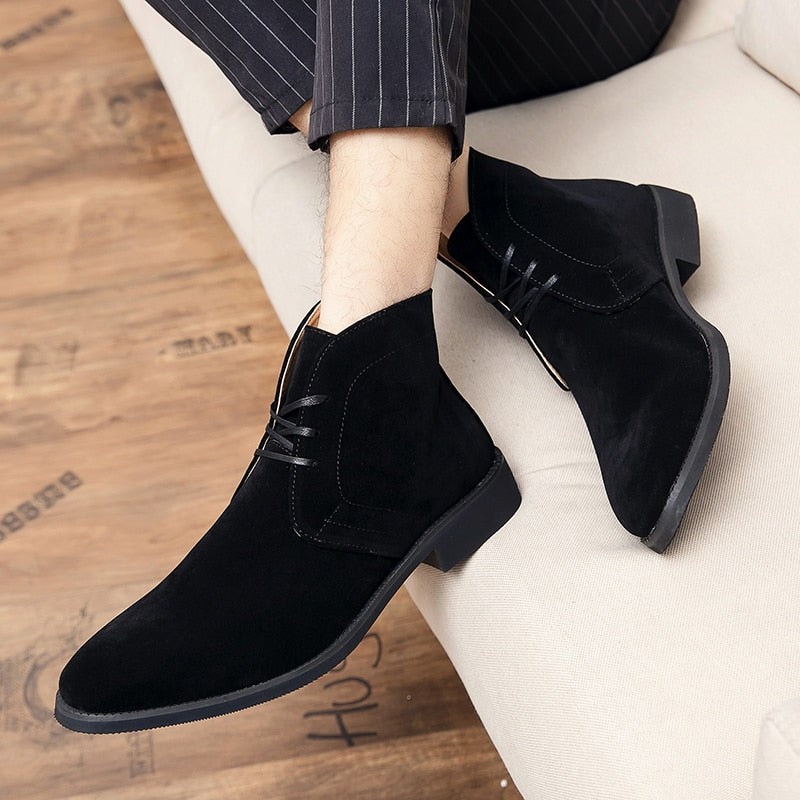 Desert Boots Men Boots Faux Suede Solid Color Classic Fashion Business Casual Street Yuppie Lace Up Gentleman Ankle Boots CP029 voguable