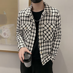 Jackets Men Spring Fashion Pocket Plaid Handsome Outwear Coats Korean Style Cropped Simple Harajuku All-match Daily Plus Size voguable