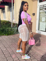 Kliou Mesh See Through Short Pants For Women Sexy Solid Body-shaping Midnight Style Streak Trousers Seductive Female Attirewear voguable