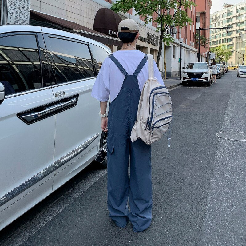 Casual Pants Men American Pockets Overalls All-match Handsome Thin Streetwear Clothing Daily Harajuku Solid Simple Retro Classic voguable