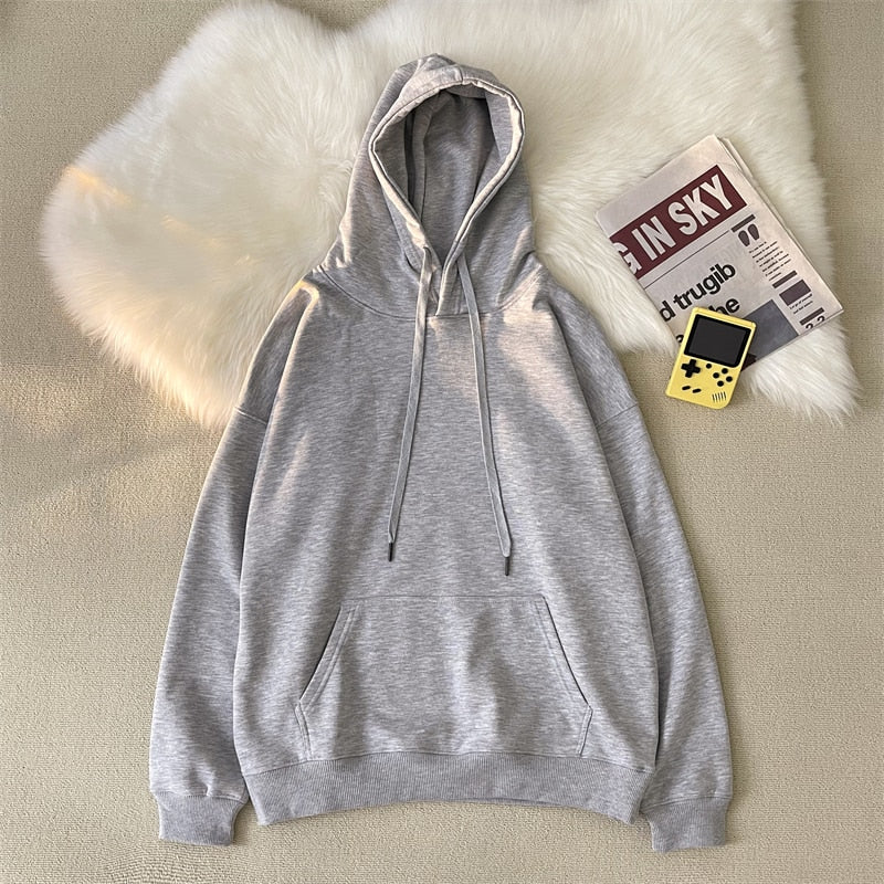 Harajuku Basic Hoodies Men Casual Hooded Sweatshirts Solid Color Oversized Hoodie Male Loose Pullovers Tops voguable