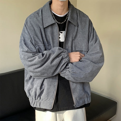 Jackets Men Streetwear Handsome Japanese Corduroy Outwear Solid Large Size BF Loose Classic Cazadora Hombre New Arrival Popular voguable