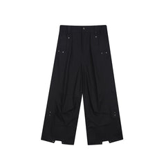 Men Pants Darkwear Pleats Loose Wide Leg Trousers Trend Solid Color New Autumn Fashion Pocket Male Japanese 9A5642 voguable