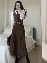 Autumn Suit Women's Retro Design College Style Short Coat+Shirt+Vest+Half Length Skirt Slim Versatile Four Piece Set Women voguable