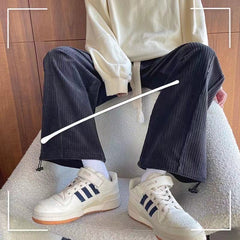 Corduroy Pants Men Fashion Oversized Cargo Pants Men Japanese Streetwear Hip-hop Loose Straight Wide Leg Pants Mens Trousers voguable