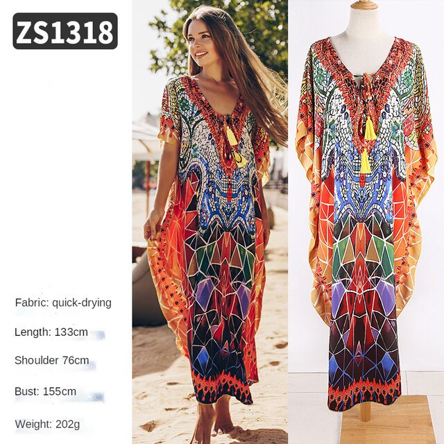 Women V Neck Short Sleeve Cover Up BeachWear Beach Party Maxi Dress Vestidos De Fiesta Saida De Praia voguable