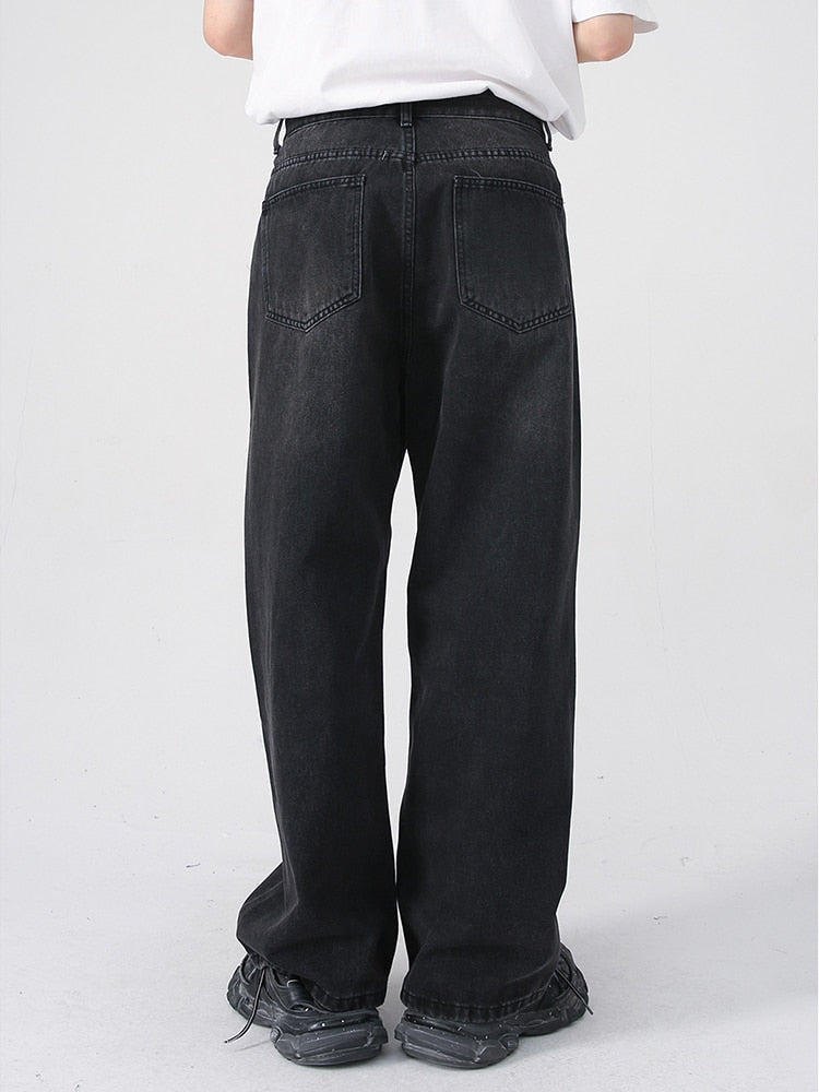 Men's Jeans New Korean Personality Straight Wide Leg Pants Fashion Autumn Winter Vintage Male Trousers voguable