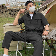 Pants Men Overalls Handsome Pockets Streetwear Tactical Short Sleeve Military All-match Harajuku Minimalist Design Male Leisure voguable