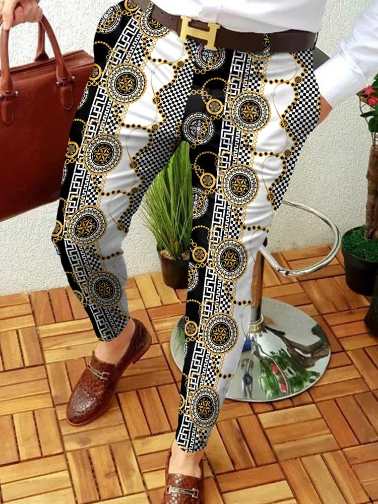 Voguable 2022 New Smart Casual Fashion Men's Pants polka dot pattern Pants Thin Mid Waist Jogger Casual Trousers Suit Pants voguable