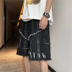 Shorts Men Tie Dye Denim Summer American Loose Handsome Design Casual Knee-length Streetwear Harajuku Trendy Leisure Sweatshorts voguable