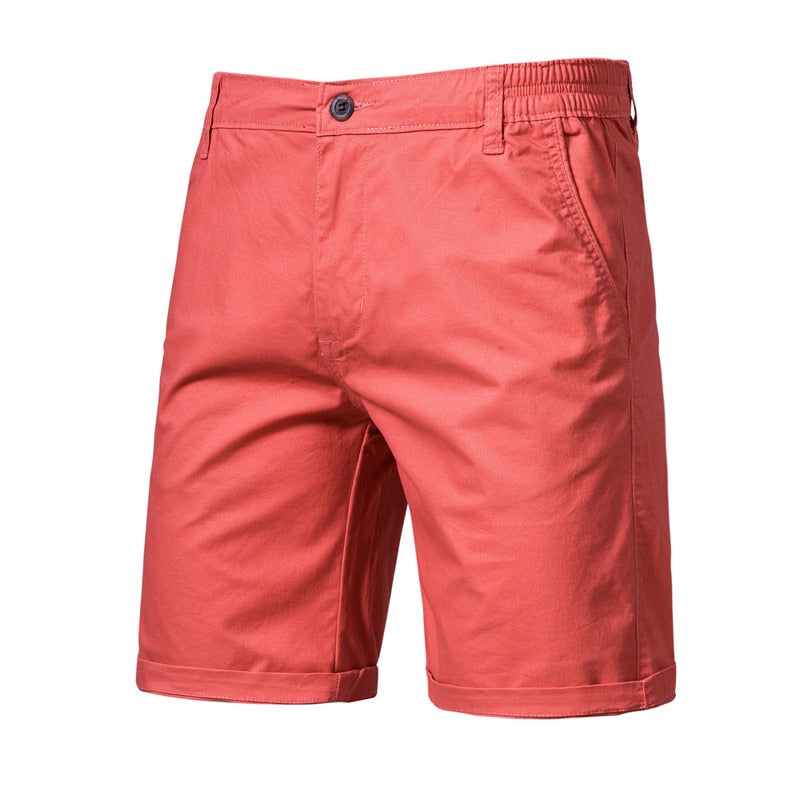 Voguable 2022 New Summer 100% Cotton Solid Shorts Men High Quality Casual Business Social Elastic Waist Men Shorts 10 Colors Beach Shorts voguable