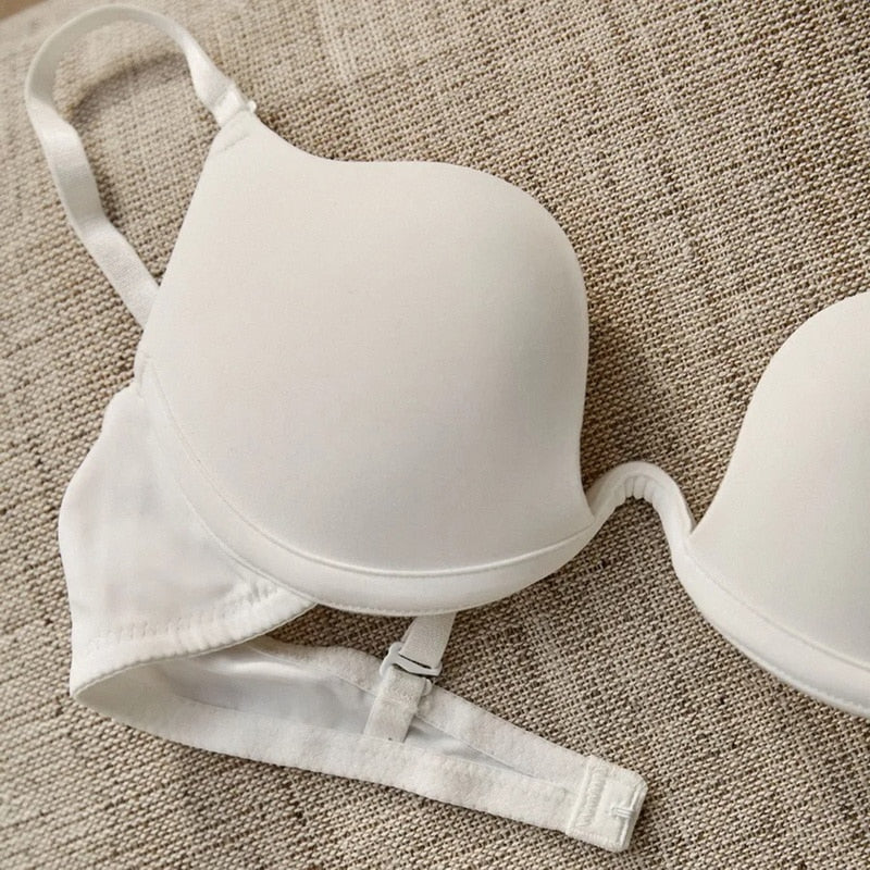 Voguable  Lift Up Bra Backless Half Cup Bralette Pushup Underwear Women Sexy Lingerie Fashion White Brassiere without Underwire voguable