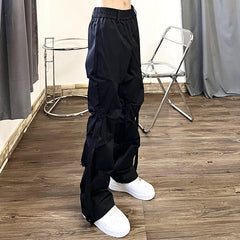 High Street Pleated Overalls Men's Pants Fashion Loose Straight Button Casual Male Trousers Solid Color Darkwear voguable
