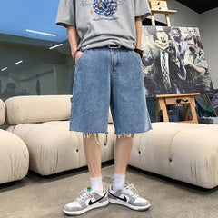 Summer Blue Denim Shorts Men Fashion Retro Casual Straight Denim Shorts Mens Streetwear Loose Hip Hop Cargo Jeans Shorts Men voguable