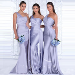 Mermaid Dress Bridesmaid Dresses One Shoulder Dresses for Women 2022 Elegant Wedding Elastic Satin Party Bridesmaids Woman Gowns voguable