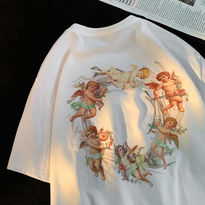 Cute Angel Baby Graphic Women's Tshirt Summer Harajuku Short Sleeve T-shirt Casual Oversize T Shirt Women Clothing voguable