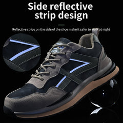 Waterproof Work Safety Shoes Steel Toe Cap Reflective Strip Indestructible Anti-smash Men Sneakers Construction Male Footwear voguable