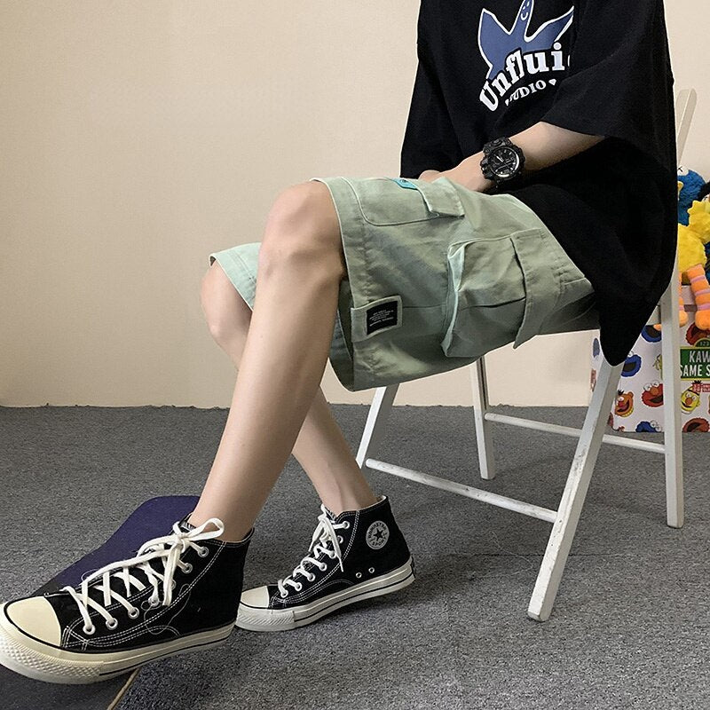 Casual Shorts Men Cargo Fashion Trendy Loose Summer Joggers Workout Knee-length Clothing All-match Handsome Wide Leg Harajuku voguable