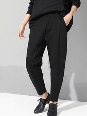 New Spring Autumn High Elastic Waist Black Loose Patchwork Split Joint Brief Pants Women Trousers Fashion Tide voguable