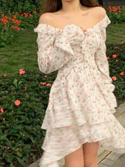 Voguable  2022 Summer Floral Short Party Dress Women Beach V-Neck Y2k Mini Dress Vintage Female Fairy Elegant One Piece Dress Korean Chic voguable