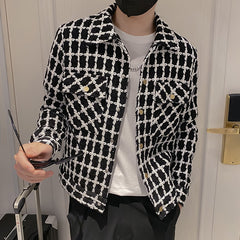 Jackets Men Spring Fashion Pocket Plaid Handsome Outwear Coats Korean Style Cropped Simple Harajuku All-match Daily Plus Size voguable