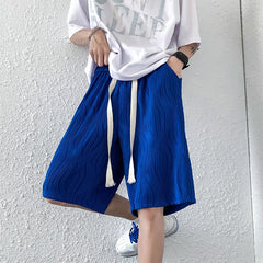 Summer 4-color Pleated Shorts Men Fashion Casual Ice Silk Shorts Men Japanese Streetwear Loose Straight Shorts Mens Beach Shorts voguable
