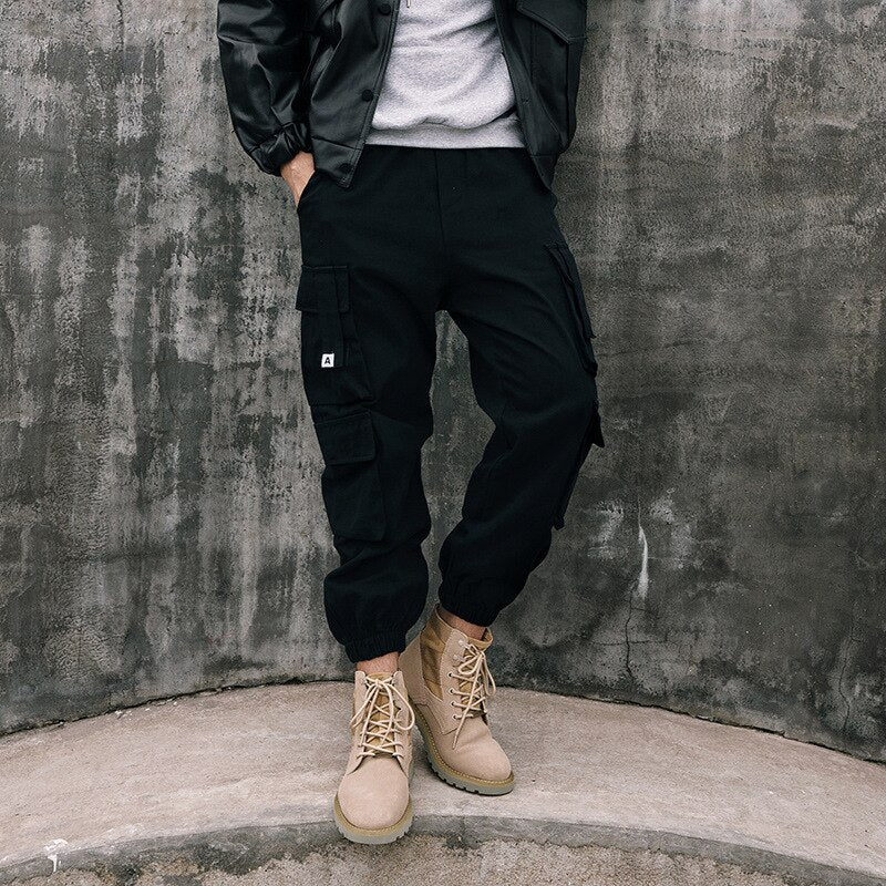 Voguable  2022 Hip Hop Casual Pockets Cotton Track Pants Male Harajuku Fashion Trousers Ribbons Harem Joggers Men Cargo Pants Streetwear voguable