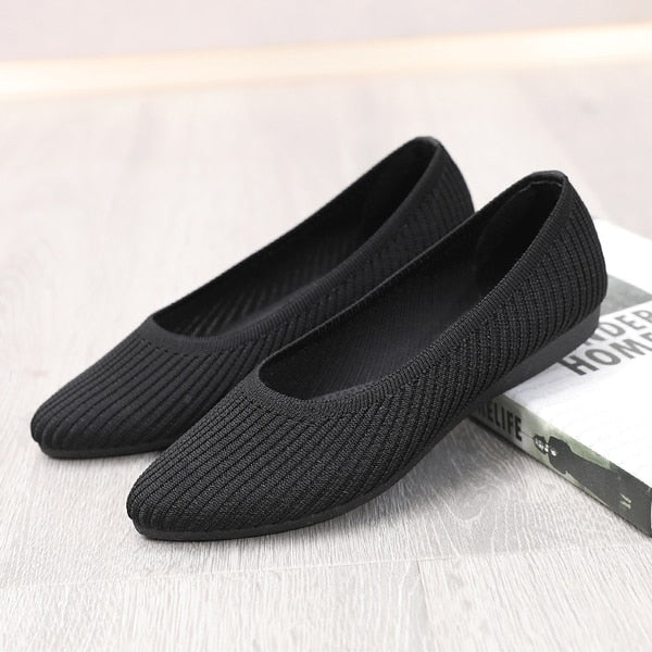 Casual Woman Shoe Round Toe Shallow Mouth Black Flats Female Footwear Soft Moccasin Comfortable Dress New Slip-On Basic Solid La voguable