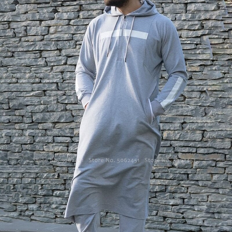 Voguable  Men Jubba Thobe Islamic Clothing Arab Robes Kaftan Muslim Dress Saudi Arabia Abaya Blouse Kurta Fashion Hoodies Arabic Clothes voguable
