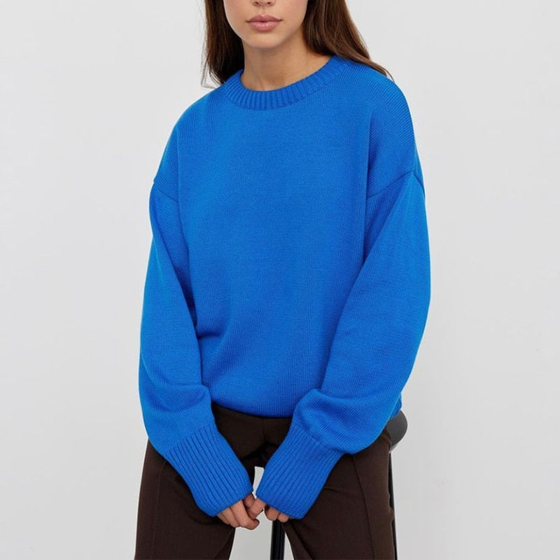 Voguable  Cashmere Elegant Women Sweater Oversized Knitted Basic Pullovers O Neck Loose Soft Female Knitwear Jumper voguable