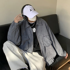 Jackets Men Streetwear Handsome Japanese Corduroy Outwear Solid Large Size BF Loose Classic Cazadora Hombre New Arrival Popular voguable