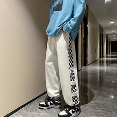Men Sweatpants Casual Ins All-match Bottoms Harajuku Patchwork Design Fashion Korean Style Student Spring New Ankle-length Retro voguable