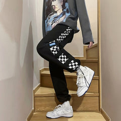 Men Sweatpants Casual Ins All-match Bottoms Harajuku Patchwork Design Fashion Korean Style Student Spring New Ankle-length Retro voguable