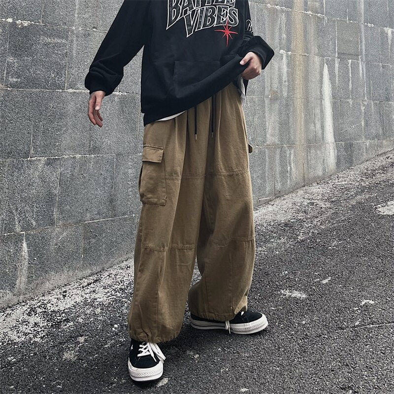 Pants Men All-match Casual Big Pockets Baggy Autumn Simply Streetwear Trouser Male Штаны Students Japanese Handsome Cool Couple voguable