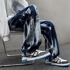 Tie Dyed Men's Jeans High Street Wide Leg Straight Streetwear Man Denim Jeans Hip Hop Male Casual Oversize Trousers voguable