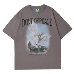 Voguable Men T-shirt O-neck Cotton Dove of Peace Print Top Tees 2022 Harajuku Streetwear Casual Short Sleeve Hip Hop Men's Clothing voguable