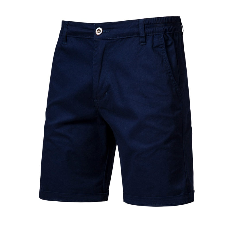 Voguable 2022 New Summer 100% Cotton Solid Shorts Men High Quality Casual Business Social Elastic Waist Men Shorts 10 Colors Beach Shorts voguable
