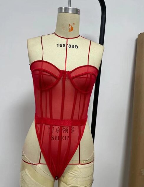 Voguable  See Through Teddies Corset Women Skinny Bodysuit Bustier Strapless Off Shoulder Black Mesh Bodysuits Sexy Party Club Body Tops voguable